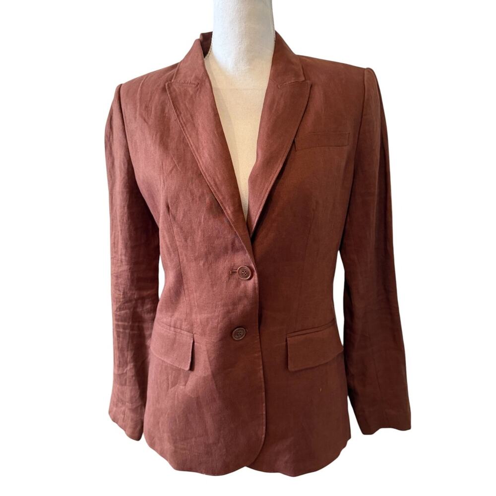 Elie Tahari Linen Blazer Cocoa Brown M
